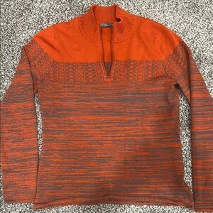 Prana Orange and Gray Quarter Zip Up Jacket